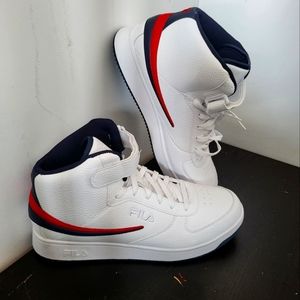 FILA A-HIGH LACE-UP BASKETBALL TRAINER SNEAKERS MEN SHOES WHITE/NAVY SIZE 11 NEW
